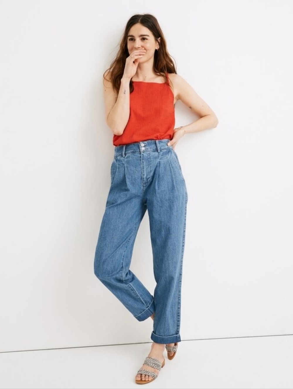 Madewell Pleated Taper Wide-Leg Jeans Nichols Wash 6 - Picture 2 of 12